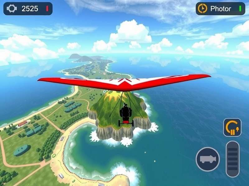 Goa Glider Challenge gameplay showing glider over Goan coastline